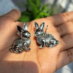 Bunny Bliss Oxidised Earrings featuring charming bunny motifs with a vintage oxidised finish, perfect for any occasion.