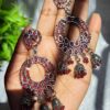 Pink Oxidised Earrings Jhumka