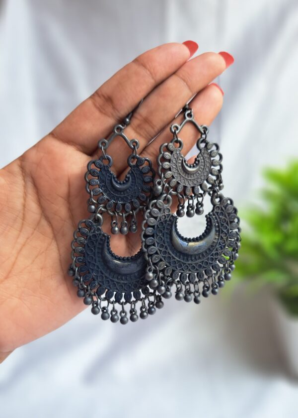 Blackish blue Oxidised Earrings