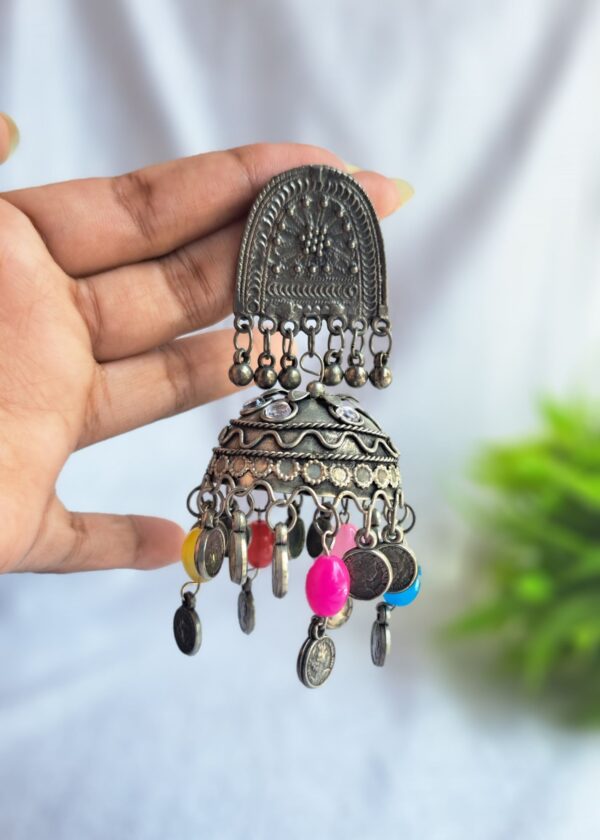 Multicolour Oxidised Earrings Jhumka